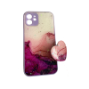 Husa Silicone iPhone 12 mini cu Protectie Camera si Popsocket atasabil, Heart Purple Marble 3